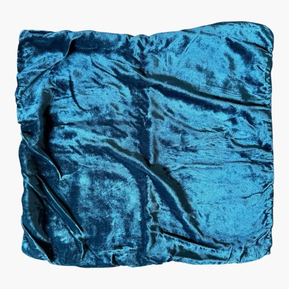 West Elm Set of 2 Teal Blue Velvet Pillow Covers 18x17 Decorative Accent Chic